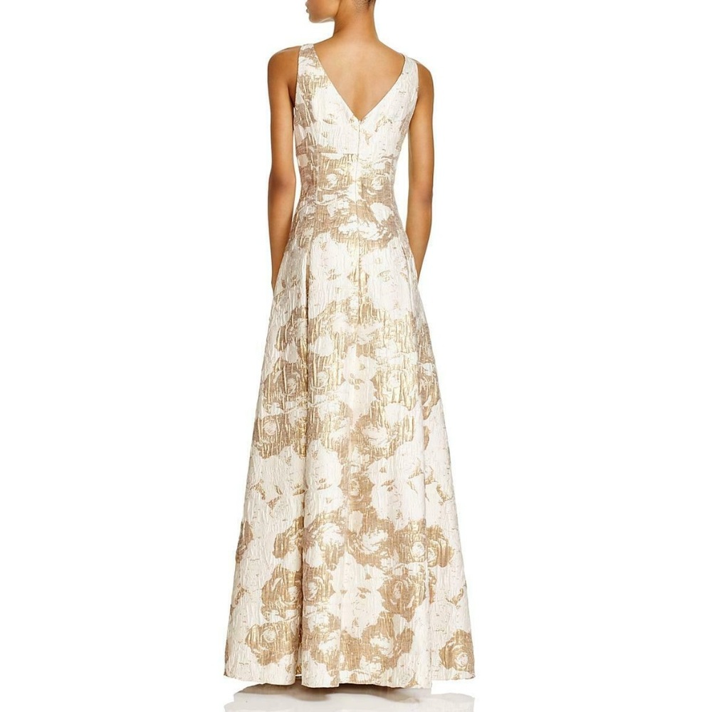 Aidan Mattox Brocade Gown - Size 4 - Ivory Gold